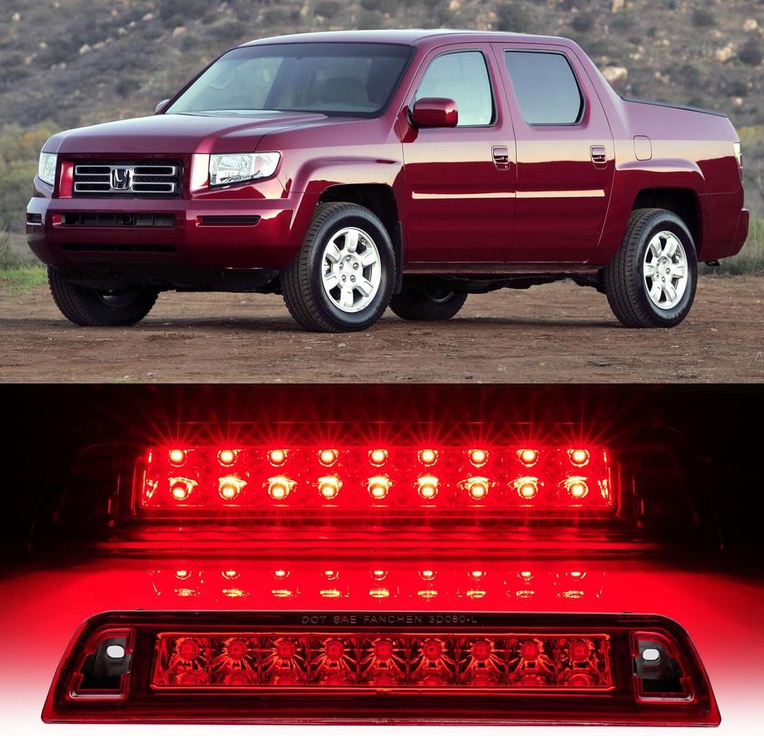 Third 3rd Brake Light LED for 2006-2014 Honda Ridgeline, High Mount Rear Brake Lights Assembly for 06-14 Ridgeline, Waterproof Center Cab Lamp Stop Light (RED)