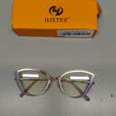 HJSTES Blue Light Blocking Glasses Women Trendy Cat Eye Metal Frame Computer Reading Eyewear(Purple Frame)