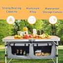 Folding Camping Table with Storage Lightweight Camp Tables Portable Indoor/Outdoor Collapsible Table Height Adjustable Camp Kitchen Perfect for Picnic, Beach, Travel, Tailgating, Backyards, BBQ, Party