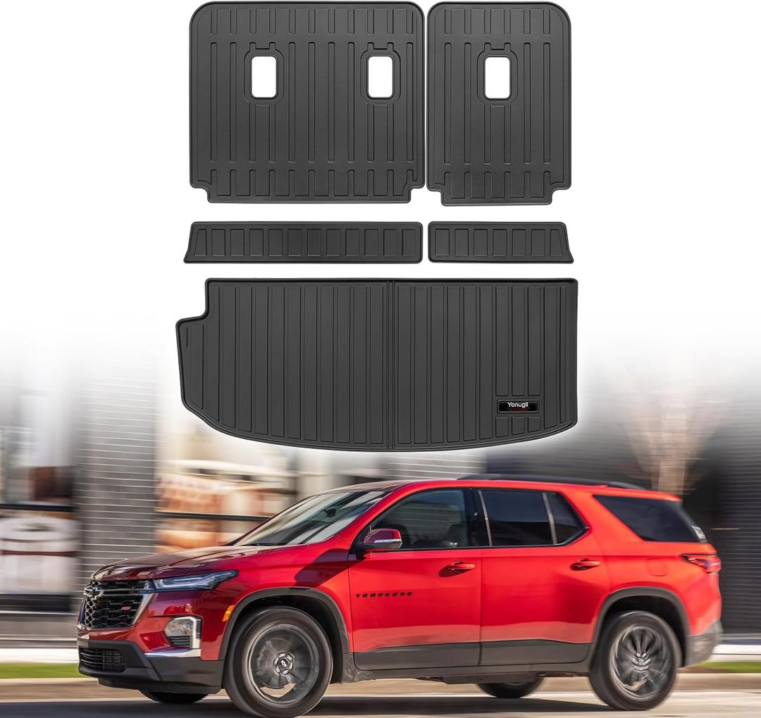 Custom for 2018-2023 Chevy Traverse /2024 Traverse Limited Cargo Mats Trunk Liner and Rear Seat Backrest Mat All Weather TPE Protection Mat Accessories (for 2018-2023 Chevy Traverse)