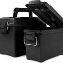 GUGULUZA Plastic Ammo Cans, 2-Pack Lockable Waterproof Storage Containers, Field Boxes with Handle for Hunting Gear, Shooting Supplies, Stackable Dust Resistant Ammo Case