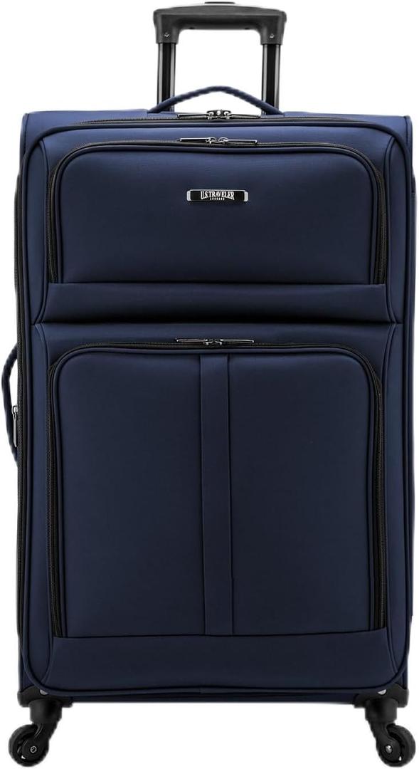 U.S. Traveler Anzio Softside Expandable Luggage with Spinner Wheels, Navy, 30-Inch Large