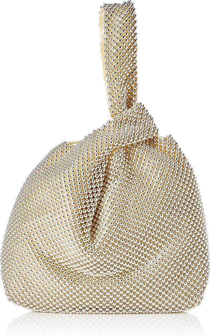 Jessica McClintock Womens Logan Mesh Pouch Evening Bag (Light Gold)