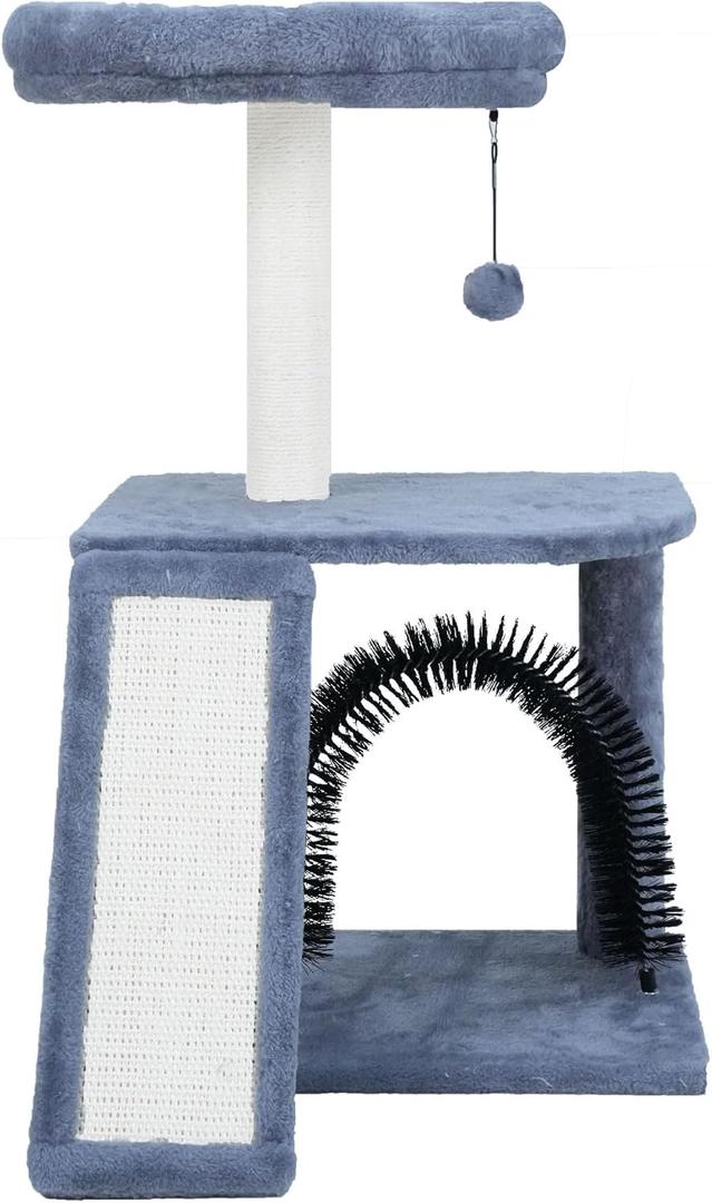 Xin Multifunctional Cat Tree for Indoor Kittens,Cat Tower with Scratching Posts and Scratching Pads,Cat Tree with Dangling Ball and Self-Grooming Brush,Grey (37.8" Grey)
