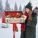 3PCs Winter Christmas Mailbox Covers Magnetic Standard Size, 21x18 Inch Santa Cardinal Snow Letter Box Cover Sets, Waterproof Holiday Mail Box Wraps Yard Garden Decorations