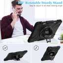 Case for iPad Pro 11 Inch (2022/2021/ 2020/2018): Silicone Cover for iPad 11 (4th/ 3rd/ 2nd/ 1st) Generation with Screen Protector- Stand- Handle- Shoulder Strap- Pencil Holder- Black
