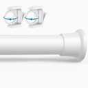 AIZESI 1PCS Spring Tension Curtain Rods 24 to 46 Inch White Tension Rod Spring Curtain Rod Short Curtains Rod 's Tension Adjustable Curtain Rods for Window, (With One Set Rod's Holder)