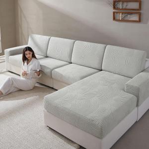 Couch Cushion Covers for Sectional and L Shaped Sofa, Stretch Soft Sofa Covers Washable Wear Resistant Slipcovers Furniture Protector Pet-Friendly (1PC Armrest Cover, Light Gray)