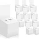 12 Pack Raffle Box Donation for Fundraising, Ballot Cardboard Boxes with Slot for Ticket and Removable Header Charity for Collecting Business Card Voting Contes, 6 x 6 x 6 Inch