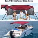 KAKIT Bimini Tops with 3 Mesh Sides (4 Bow 8'L x 54" H x 73"-78" W,Red)