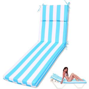 1 Pcs Indoor Outdoor Chaise Lounge Cushions Sponge Bench Outdoor Furniture Chaise Cushions Patio Chair Furniture Replacement (Sky Blue and White Stripes)