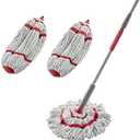 Rubbermaid Microfiber Twist Mop Kit with 2 Refills Kit Machine Washable Built-in Wringer Lightweight Safe for All Floor Types Deep Cleaning for Home/Bathroom/Garage/Office