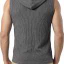JMIERR Men's Quarter Zip Sleeveless Hoodie Ribbed Muscle Tank Top Gym Workout Vest (Gray, L)