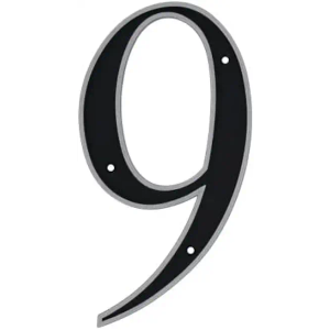 Hillman 6 in. Reflective Black Plastic Nail-On Number 9,8