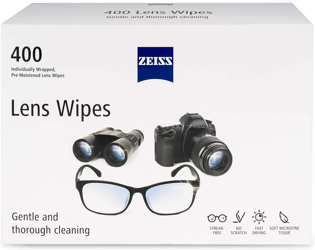 ZEISS Pre-Moistened Alcohol Wipes, Glasses Cleaner, 400 Count (400 Count (Pack of 1), White)