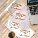 100PCS Envelope Shape Paper Clips Metal Funny Bookmarks Decorative Paper Clamps for School Office Home (Gold)