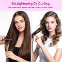 Cordless Hair Straightener, Nsyee 2 in 1 Ceramic Coated Flat Iron and Curler with 6 Temperature Settings, LCD Display, 4500mAh USB Rechargeable, Portable Mini Curling Iron for All Types Hair, Black
