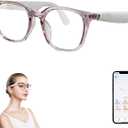 GenXenon AI Smart Glasses with Real-Time Translation, Wireless Bluetooth 5.3, Smart Simultaneous Interpretation for 160+ Languages, Open-Ear Design,Clear Frame Blue Light Glasses for Woman Travel,Work