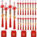 24 Pcs Chinese New Year Snake 2025 Lunar New Year Decorations fengshui Coins Red Tassel Ornaments with Wealth Success Good Luck Hanging Decorations for Gifts Home Car Decor