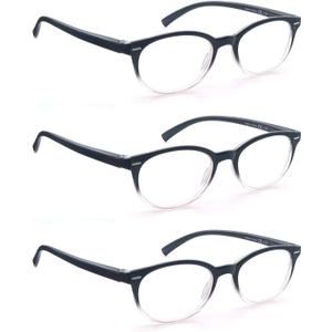 Black Reading Glasses Women Cute Small Round Readers +3.25 for Small Head/Petite Face, Lightweight Cheaters Reading Glasses w/Comfortable Spring Hinges 3 Pack