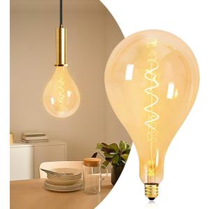 Large Oversized Edison Bulb,Vintage Style Amber Light Bulbs 40 watt Equivalent,Dimmable Globe Light Bulbs for Bedroom,Lamps,Pendant Lighting,Ceiling Fan,Decorative Nostalgic Edison Light Bulb, Pack of 1