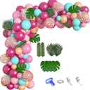 124Pcs Tropical Flamingo Balloon Arch Garland Kit 40" Flamingo Balloons Hot Pink Confetti Balloons Tropical Palm Leaves 4 Tools Hawaiian Luau Birthday Wedding Baby Shower Party Decorations Supplies
