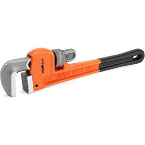 HORUSDY 14-Inch Heavy Duty Straight Pipe Wrench, Quick-Adjust Sturdy Plumbers Wrench with Soft Grip Handle, Straight Jaw Plumbing Tool for Pipe, Household Use, Vehicle Repair