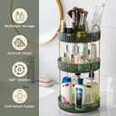 360 Rotating Makeup Organizer, Upgraded 3 Tier Skincare Perfume Organizers for Women, Bathroom Organizer Countertop, Clear Cosmetic Dresser Organizer with Makeup Brush Holder, Sink&Counter (Green)