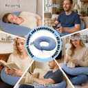 XWZO Reading Pillow for Gaming, Crocheting or Playing with Strong Arm Support, Gaming Pillow for Arm Rest When Sitting in Bed & Sofa, Lap Pillow Swen with Tiebacks and Side Pocket, Blue