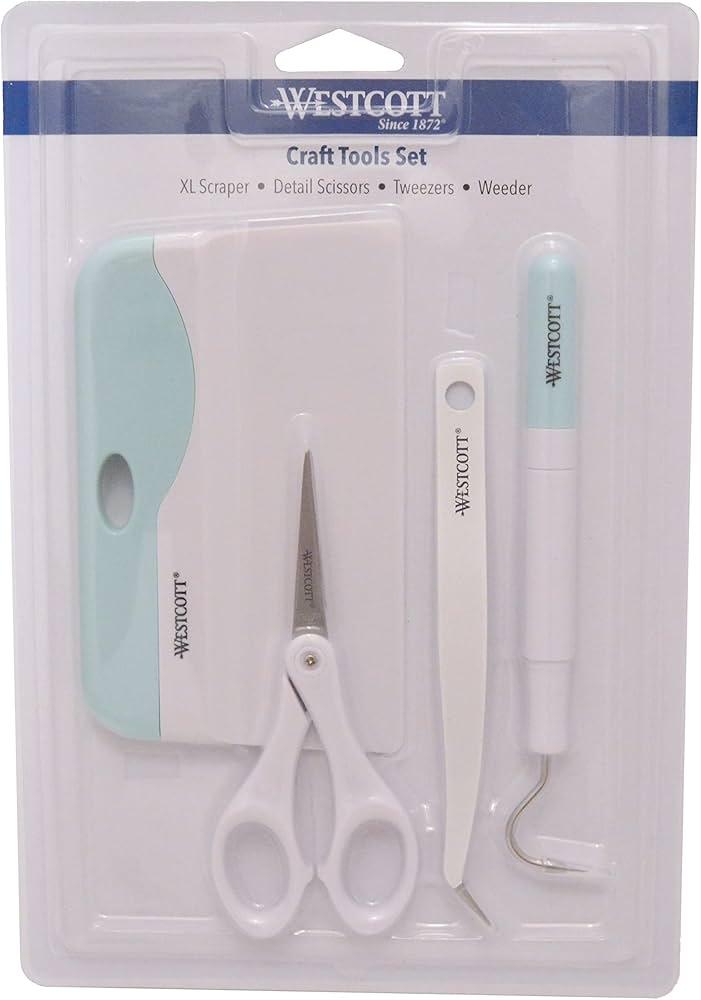 Westcott 00502 Die Cutting Crafting Tools Set with Crafting Tweezers, XL Scraper and Weeder Tool, 43 Piece