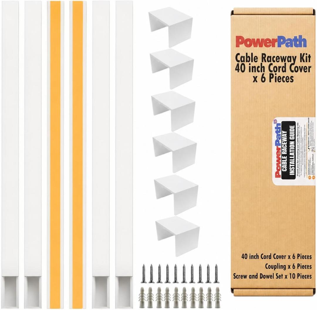 Cord Hider 19.7ft, 6 Pack 236in Cable Raceway, Paintable