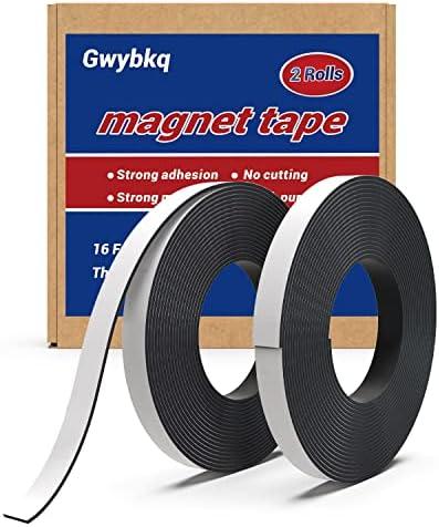 Magnetic Tape 2 Rolls 32ft Magnets with Strong Adhesive Backing Anisotropic Flexible Magnetic Strip(1rolls 16 feet x 1/2" Wide x 1/16" Thick)