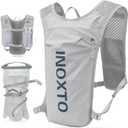 INOXTO Running Hydration Vest Backpack,Lightweight Insulated Pack with 1.5L Water Bladder Bag Daypack for Hiking Trail Running Cycling Race Marathon for Women Men, Light Gray