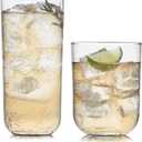 Libbey Polaris Tumbler and Rocks, Axis Glass Cups Set of 16, Elegant Mixed Drinking Glasses with Modern Clean Lines, Dishwasher Safe Glassware Set