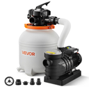 VEVOR 13 in Sand Filter Pump for Above Ground Pool, 0.75 HP 3500 GPH, Swimming Pool Sand Filter Pump with Pre-Assembled Core & Leak-Resistant Design, 6-Way Valve, High-Efficiency Filtration for Pools
