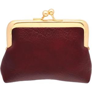 Coin Purse Vintage Bag Lock Wallet Buckle Kiss Lock change purse change holder wallet coin Leather coin wallet(B scarlet)