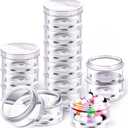 Sieral 2 Pack 7 Day Stackable Pill Organizers Round Pill Organizer Case Stackable Weekly Supplements Vitamins Individual Storage Containers Boxes Holder Dispenser with Lids for Travel Medicine, Clear