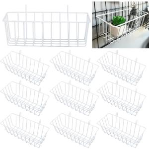 CertBuy 10 Pack Grid Wall Basket, Hanging Wire Basket, White Wall Storage and Display Basket, Grid Wall Baskets Hanging Wire Basket Accessory for Cabinet & Pantry Organization and Kitchen, Storage