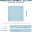 40 Packs Dusty Blue Cloth Napkins Cotton Linen Napkins Bulk 16.5 x 16.5Inch Handmade Gauze Napkins with Fringe, Natural Soft Cotton Rustic Dinner Napkins for Wedding Party Christmas Decoration
