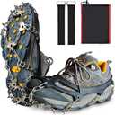 ice Cleats for Boots - 24 Stainless Steel Spikes for Secure Traction and Safety on Snow and Ice - Ideal for Hiking, Fishing, Walking, Climbing, and Mountaineering (Large)