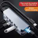Car Accessories 4-in-1 Car USB Hub Equipped with a Data Interface and Multiple Type-C/USB-A Fast Charging interfacesUSB Hub for iPhone,iPad,Samsung Galaxy,USB Flash DriveAndroidBlack