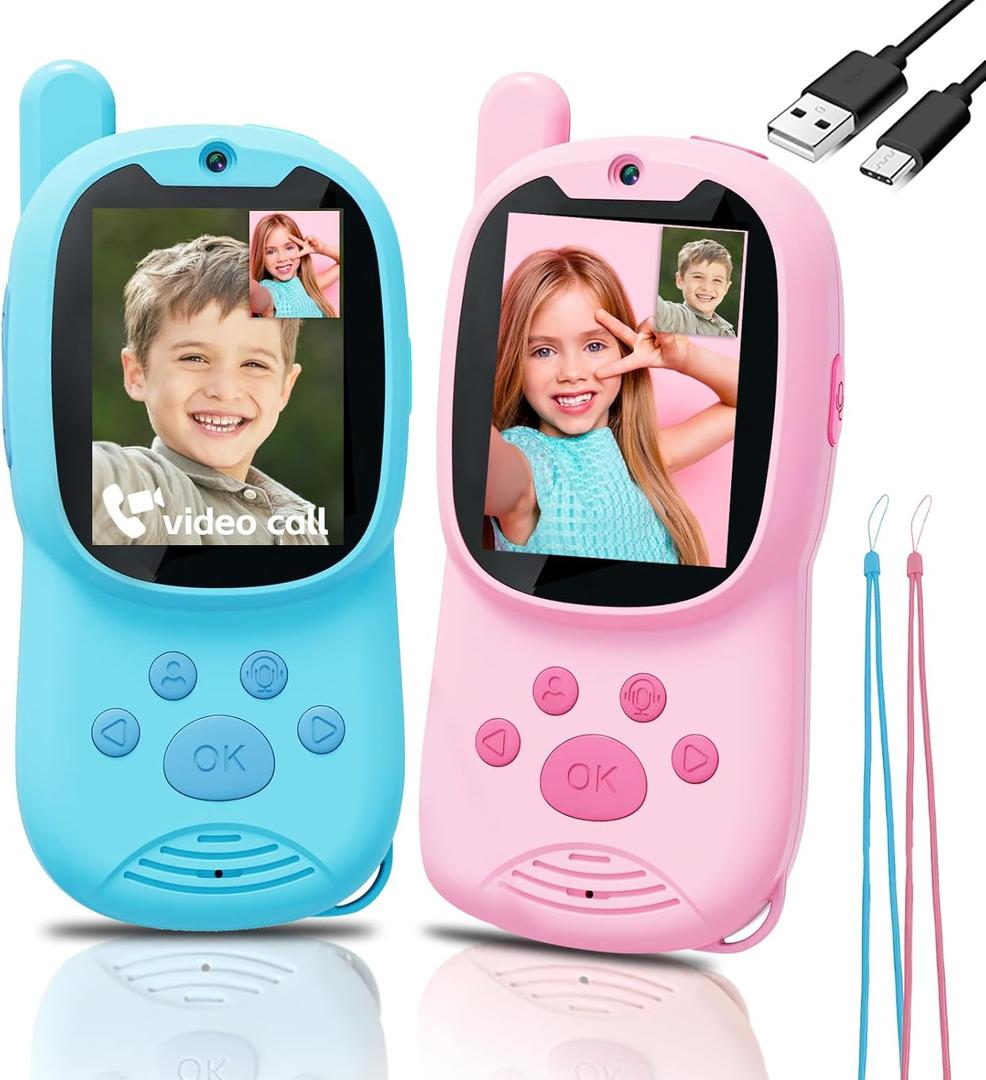 Video Walkie Talkies for Kids with Camera 2 Pack, Rechargeable Long Range Walkie Talkie for Kids, Outdoor Toys Camping, Hiking, Travel