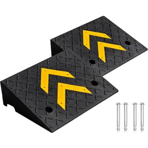 5" Rise Height 2 Pack Rubber Curb Ramp, 17.13" L x 13" W Driveway Curb Ramps for Sidewalks, Heavy-Duty 11000 lbs/5 T Capacity Threshold Ramps with Deepened Anti-Slip Texture for Cars