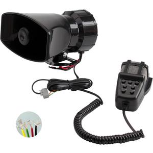 Alarm Horn Siren PA Speaker Mic System, BANHAO 100w 12v 7 Sound Loud Car Alarm Police Car Siren Speaker System Emergency Amplifier Kit for 12V Truck Lorry Boat Vehicle