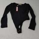 QINSEN Black Bodysuit for Women Sexy Sweetheart Neckline Long Sleeve Slimming Shirt Tops, Small