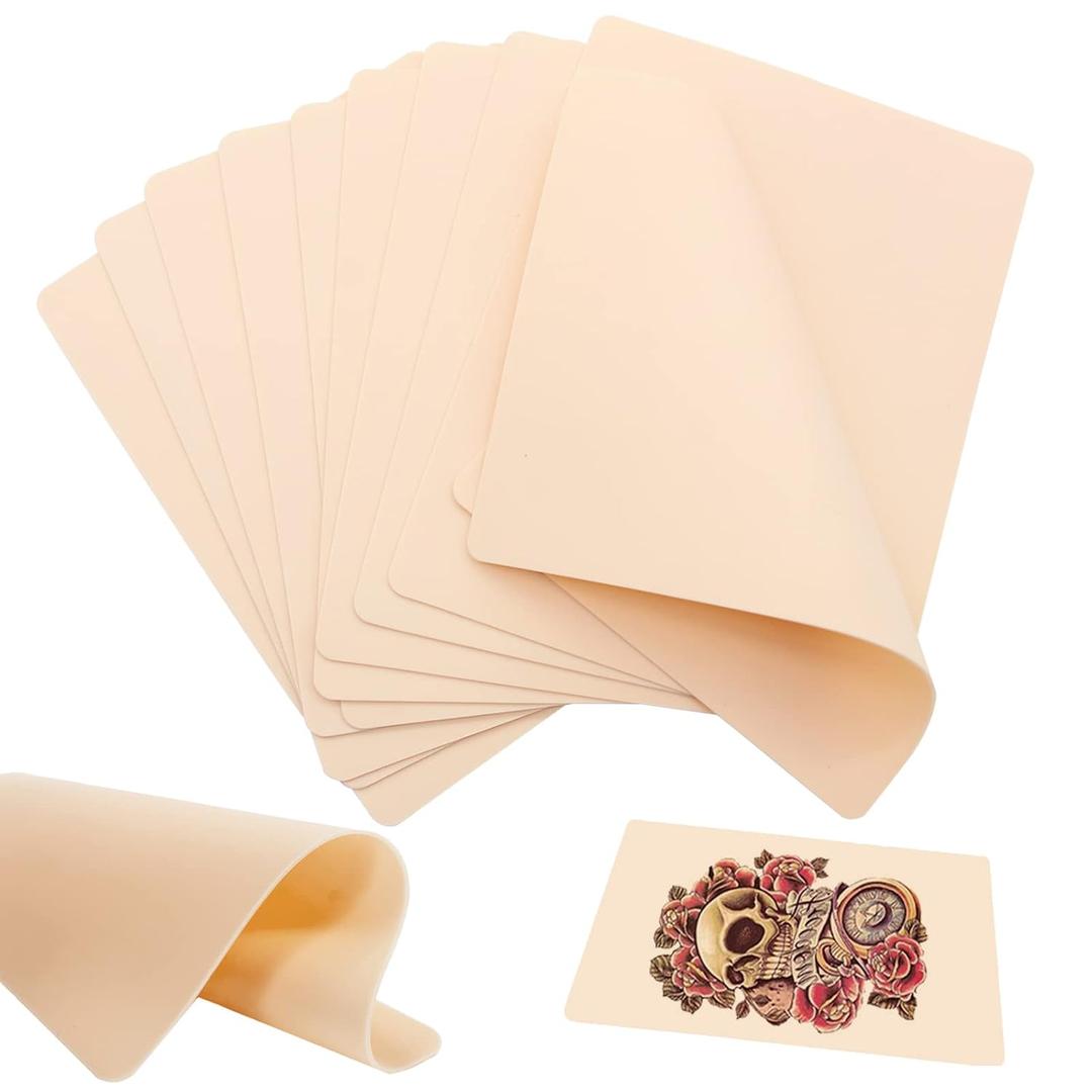 10 Pcs Blank Tattoo Practice Skin - Narkysus 7.5"x 5.5" Fake Skin Double Sides Tattoo Skin Pads Tattoo Fake Skin for Tattoo Kit Tattoo Supplies