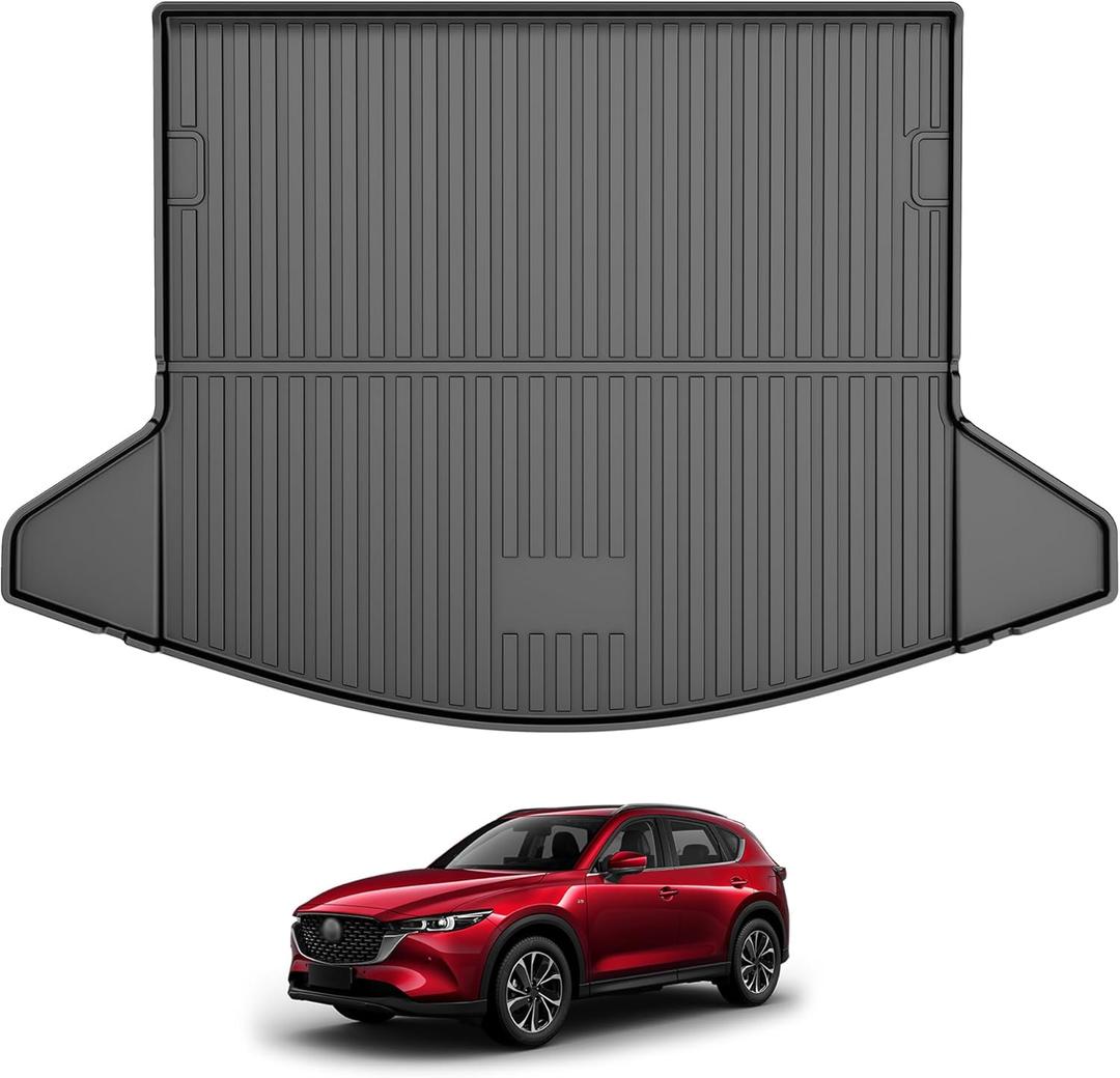 Trunk Cargo Liner Mat Tray fit for Mazda CX-5 2017 2018 2019 2020 2021 2022 2023 2024 All Weather Rear Trunk Carpet Interior CX5 Accessories Waterproof Custom Fit Odorless TPE (Black)