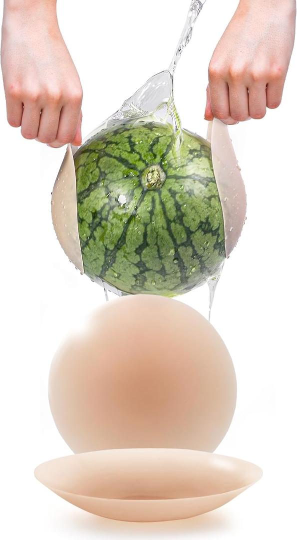Popilush Nipple Covers for Women - Sticky Bra - Reusable Silicone Nipple Pasties Waterproof with Travel Case (X-Large (Fits DD+ Cups), Caramel)