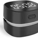 ODISTAR Counter Vacuum Cleaner,Mini Table dust Sweeper Energy with Digital Timer,Endurance up to 400 mins,360 Rotatable for Cleaning Rubber shavings,Crumbs Keyboard of Gifts for Kids(Black)