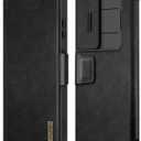 Nillkin for Samsung Galaxy S25 Ultra Wallet Case with Card Holder and Camera Cover, PU Leather Case with Magnetic Flip Cover, Card Slot, Slide Camera Protection, Black